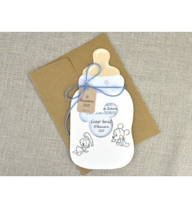 Invitatie de botez biberon Mickey 15717