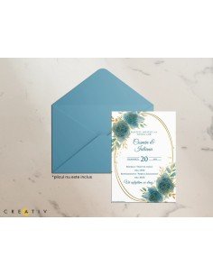 Invitatie de nunta Blue Gold