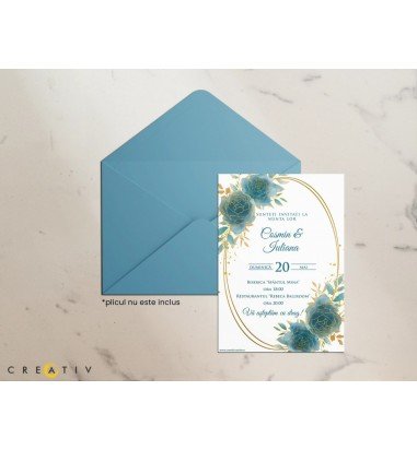 Invitatie de nunta Blue Gold