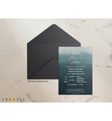 Invitatie de nunta Blue Watercolor