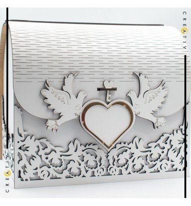 Casuta pentru dar din lemn porumbei mare