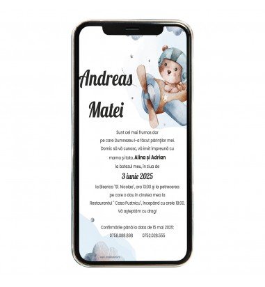 Invitatie digitala de botez Ursulet...