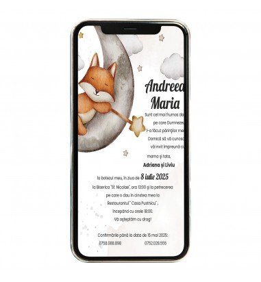 Invitatie digitala de botez Sleepfox