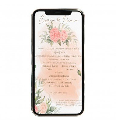 Invitatie digitala de nunta Red Flowers