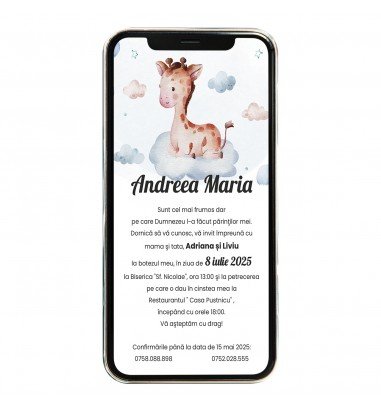Invitatie digitala de botez Girafa 2