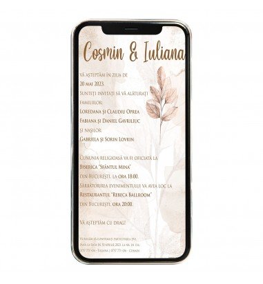 Invitatie digitala de nunta Leafs