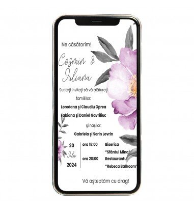 Invitatie digitala de nunta Flowers