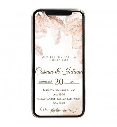 Invitatie digitala de nunta Autumn Leafs