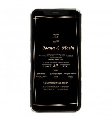 Invitatie digitala de nunta Black and...