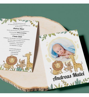 Invitatie de botez cu fotografie Safari