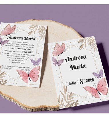 Invitatie de botez butterfly