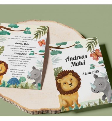 Invitatie de botez Safari
