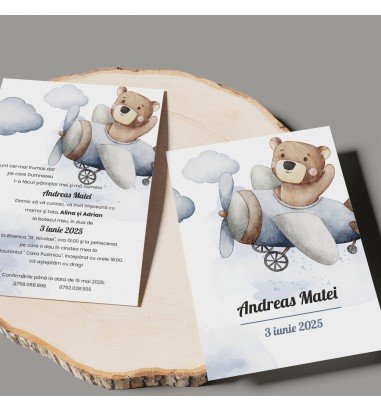 Invitatie de botez cu ursulet