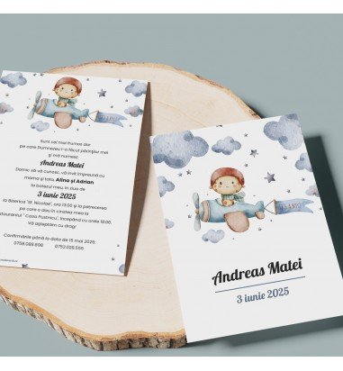Invitatie de botez aviator