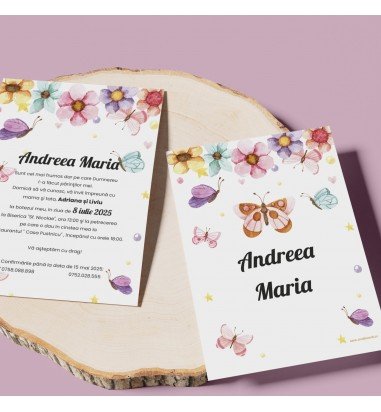 Invitatie de botez fluturas