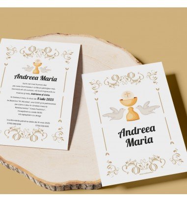 Invitatie de botez gold