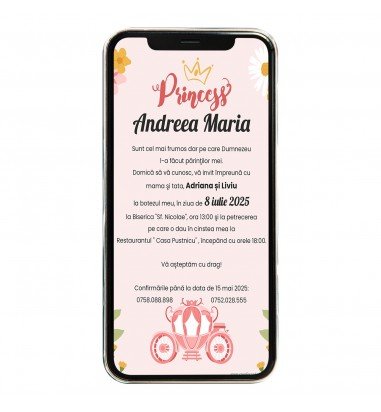 Invitatie digitala de botez trasura...