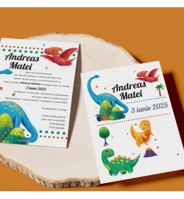 Invitatie de botez cu dinozauri