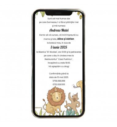 Invitatie digitala de botez safari