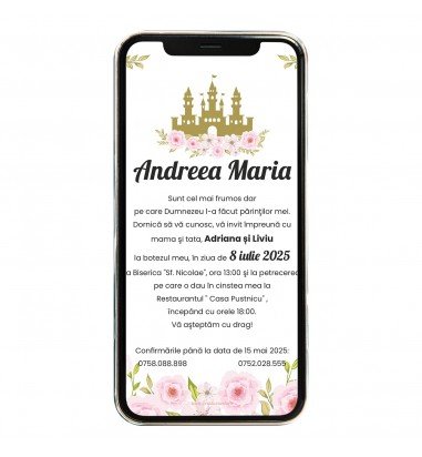 Invitatie digitala de botez castel