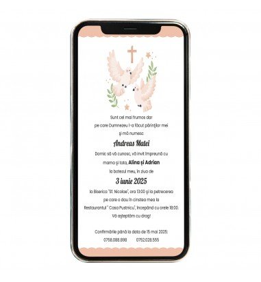 Invitatie digitala de botez Hope