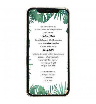 Invitatie digitala de botez jungle