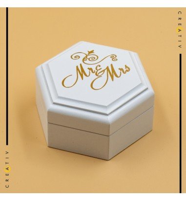 Cutie pentru verighete hexagonala Mr&Mrs