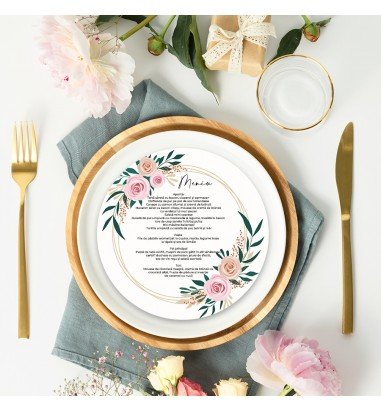 Meniu de nunta rotund flowers MR001