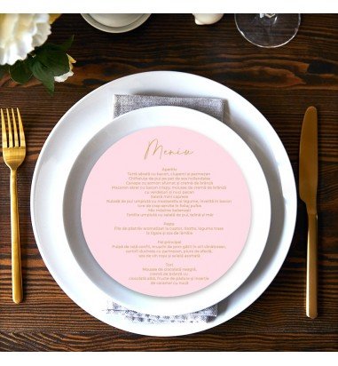 Meniu de nunta rotund pinky MR007