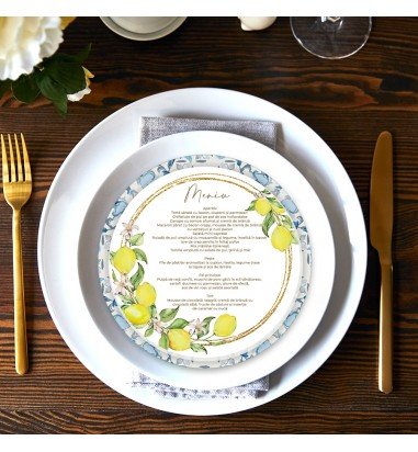 Meniu de nunta rotund lemon MR005