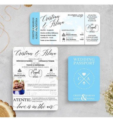 Invitatie de nunta pasaport bleu