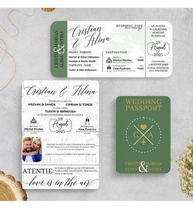 Invitatie de nunta pasaport verde