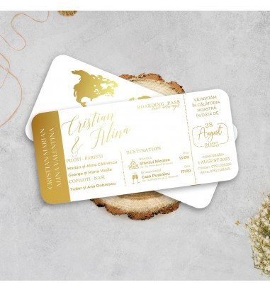 Invitatie de nunta bilet de avion