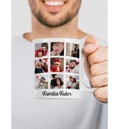 Cana personalizata cu 9 poze si text