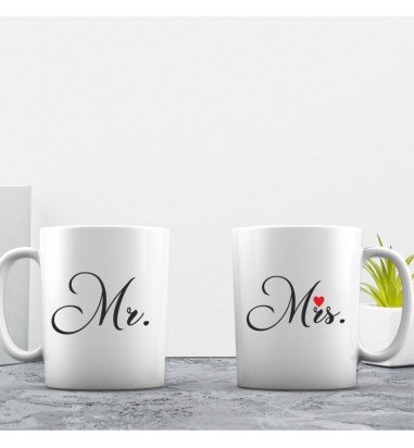 Set de 2 cani personalizate MR & MRS