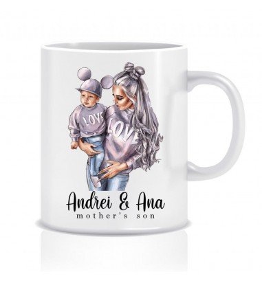 Cana personalizata mama si fiu - MOM&SON