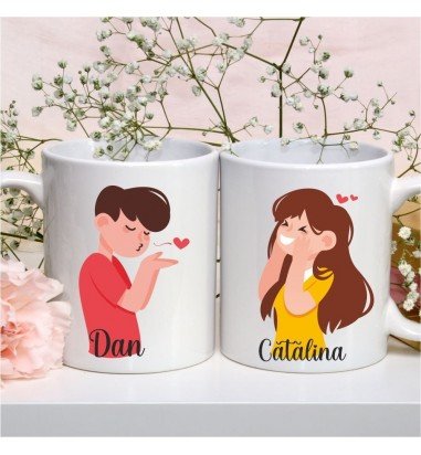 Set de doua cani personalizate cuplu