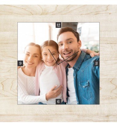 Ceas personalizat pătrat cu 1 fotografie
