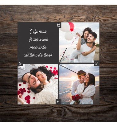 Ceas personalizat patrat cu 3...