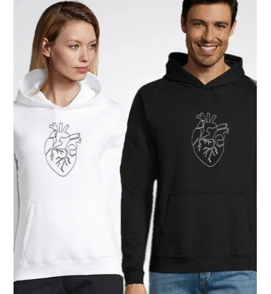 Hanorace de cuplu personalizate heart...