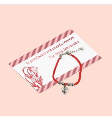 Martisor personalizat cu mesaj + bratara
