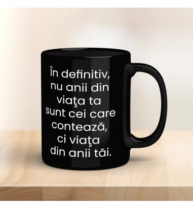 Cana personalizata neagra cu text