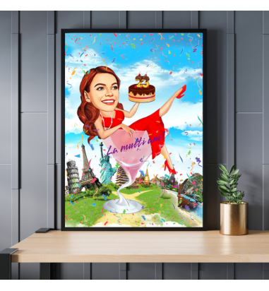 Caricatura Travel Girl