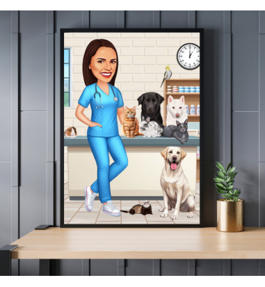 Caricatura Veterinar - femeie