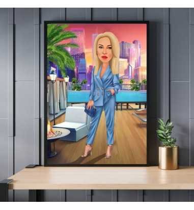 Caricatura Femeie Anteprenor