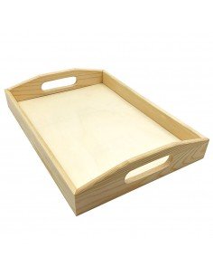 Tavă din lemn cu mânere -...