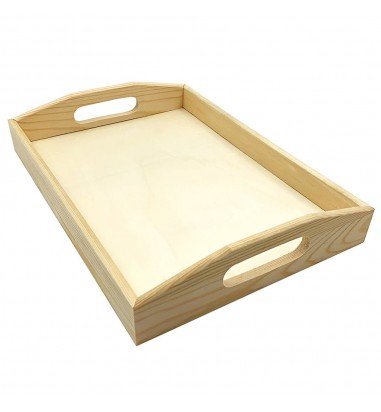 Tavă din lemn cu mânere - 28x38cm