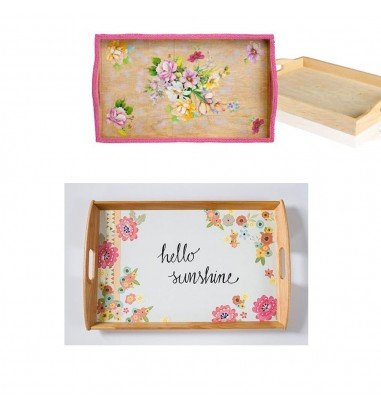 Tavă din lemn cu mânere - 28x38cm