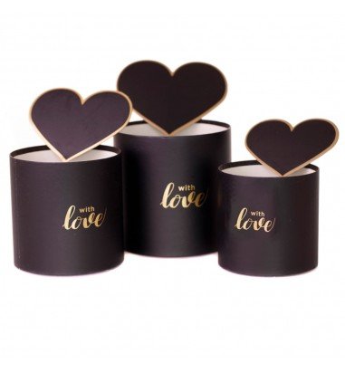 Set 3 cutii rotunde cu inimi - model...