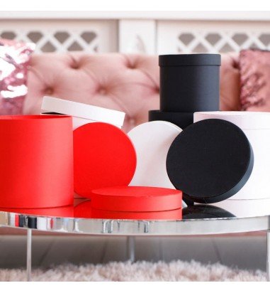 Set 3 cutii rotunde satinate - roșu